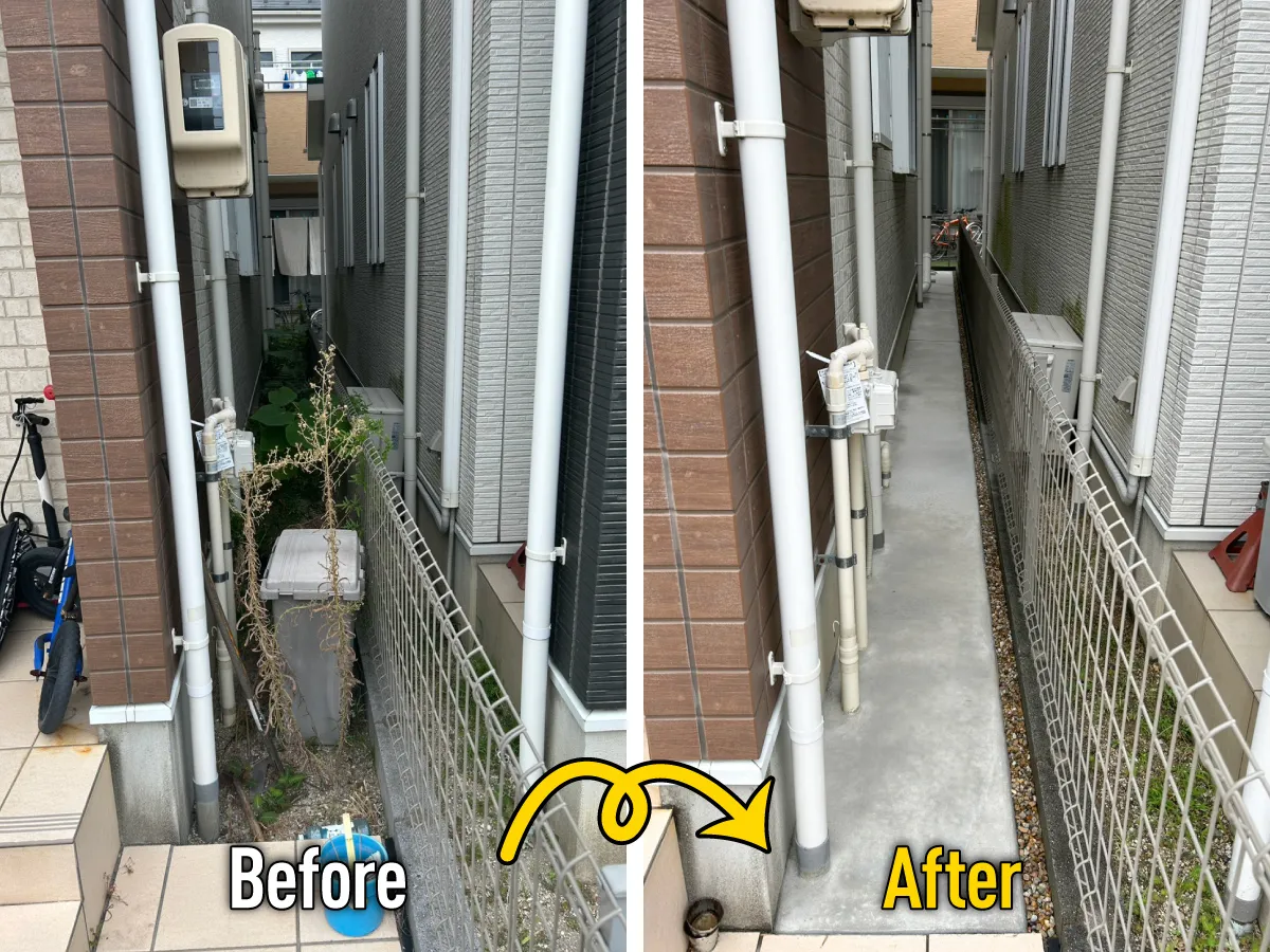 ガーテリア犬走り雑草対策工事施工例