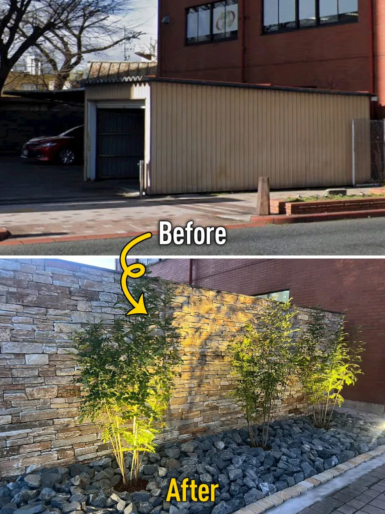 外構リフォーム植栽＆休憩スペース施工例