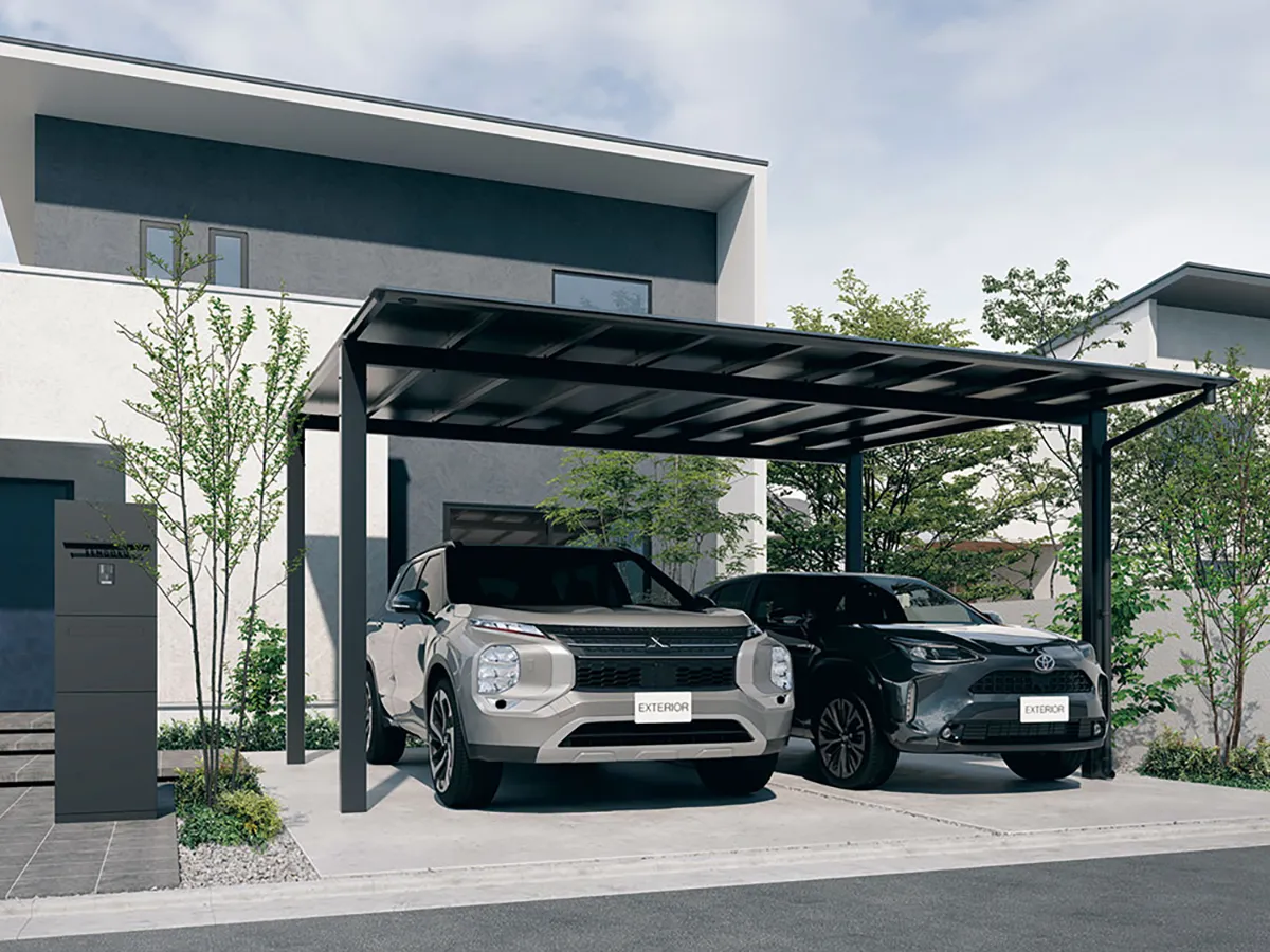 ブラックポリカカーポート：三協アルミ／スカイリード施工例