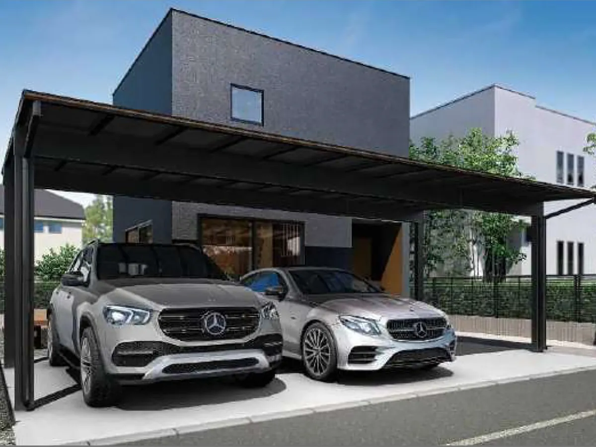 ブラックポリカカーポート：YKK AP／エフルージュFIRST施工例